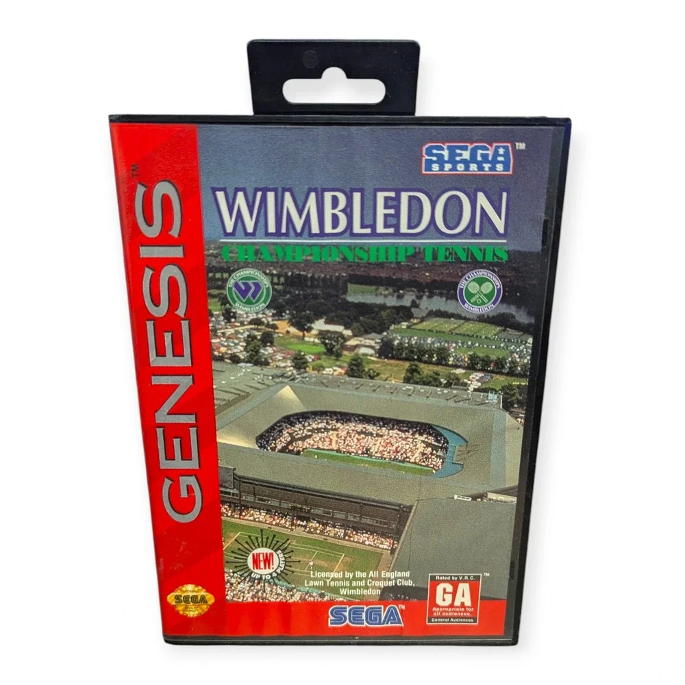 Wimbledon Championship Tennis Sega Genesis 1993 Sports Game Case‎ & Cartridge